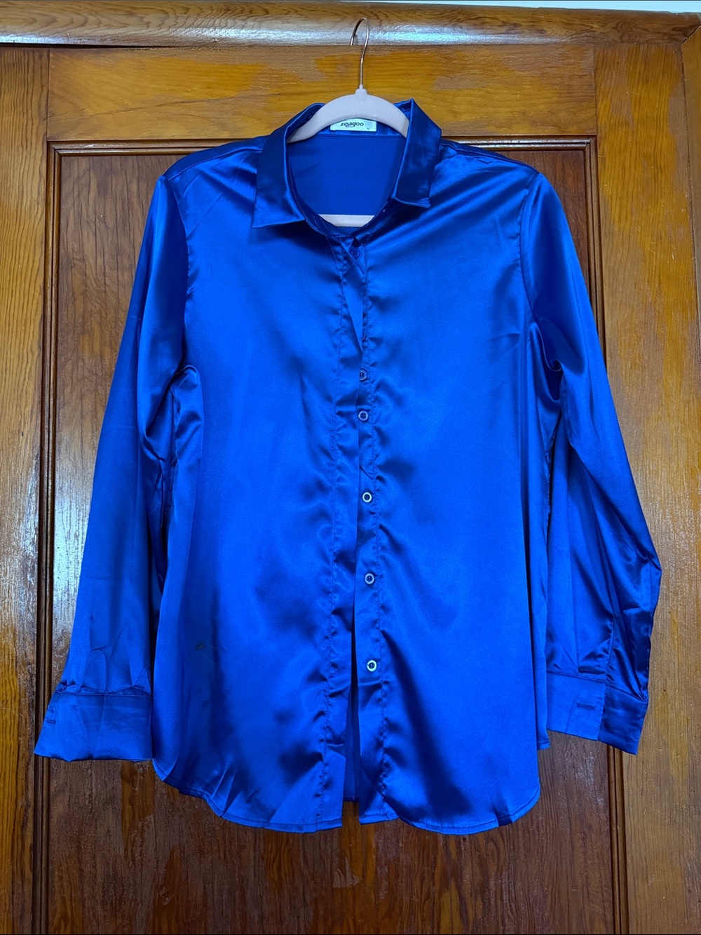 Women’s Satin Long-Sleeve Shirt - Royal Blue